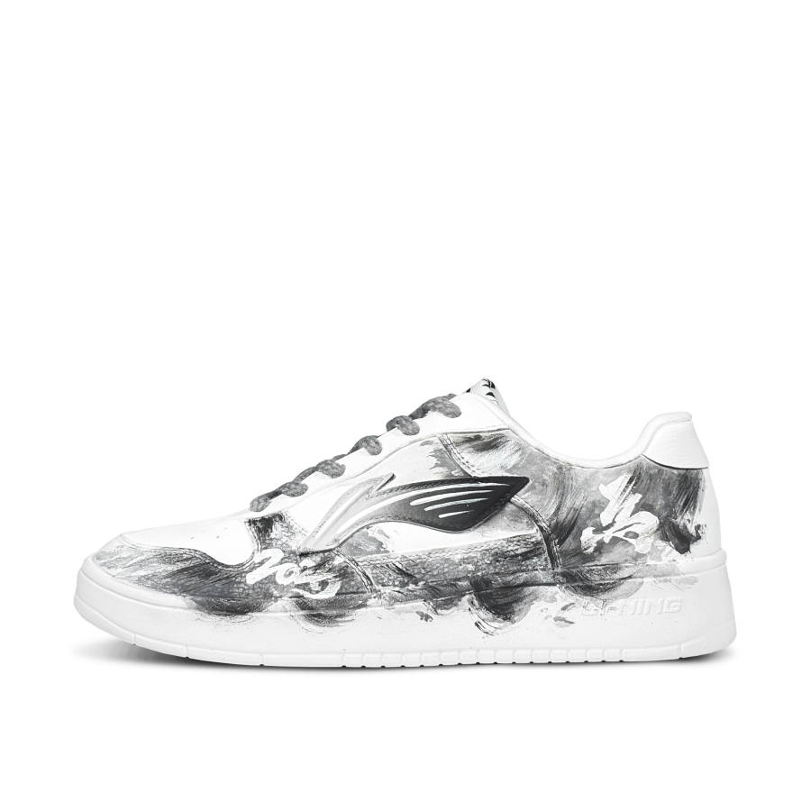 Li-Ning Li Ning Floating Boat White Ink Wash Style Abrasion Resistant Slip Resistant Low top Skateboard Shoes Men's