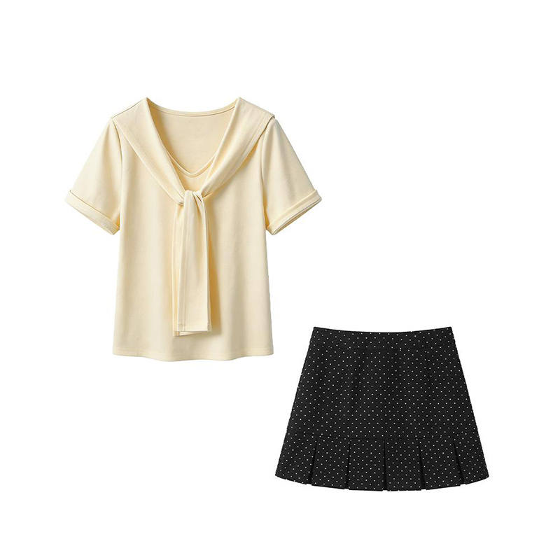 MARIE·COCO Two Piece Skirt Sets Women's Navy Collar Moderate Short Skirt