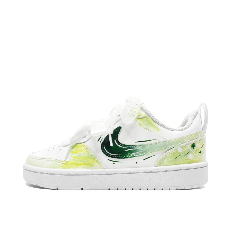 Nike Nike Court Borough Green Aurora Leather Low top Kids' Skateboarding Shoes Green White Teenagers
