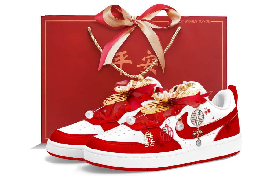 Nike Nike Court Borough 2 Low top Skateboard Shoes Unisex White Red