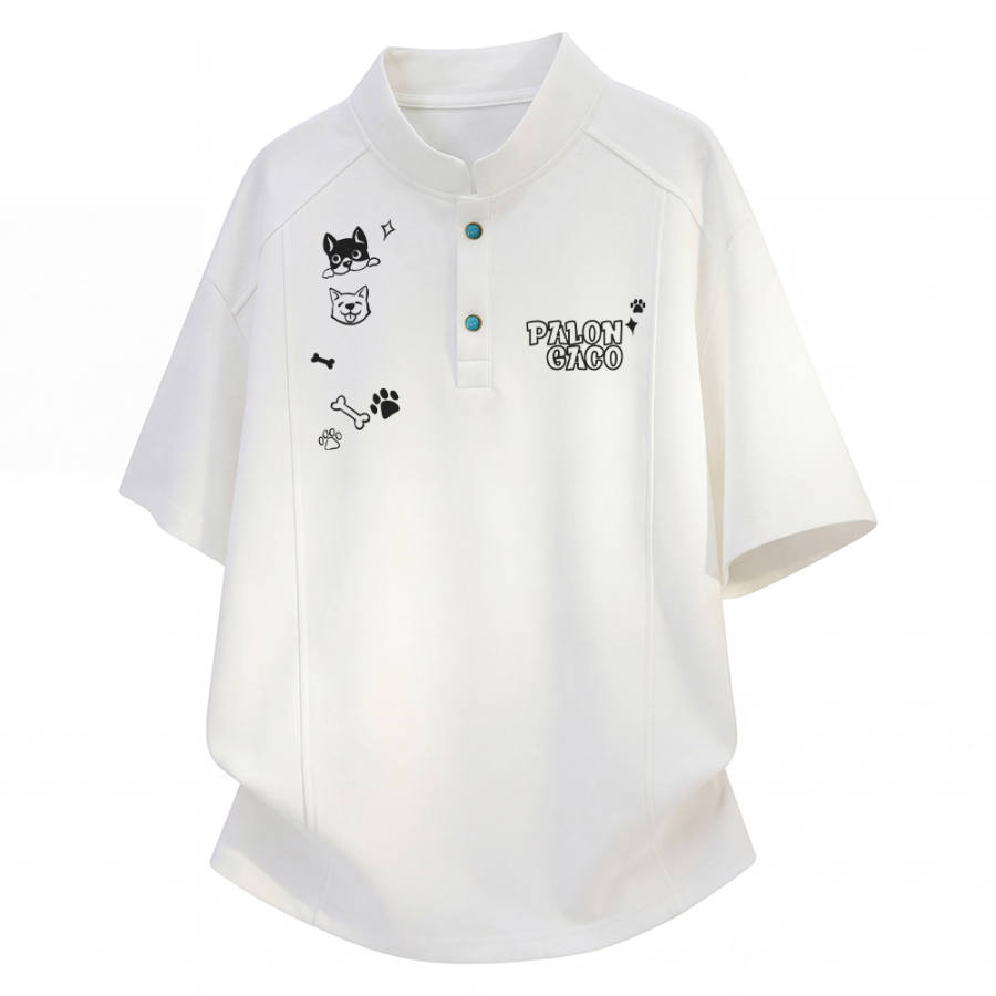 PAL ONGACO Polo Shirts Unisex Henry Collar Moderate Straight Fit