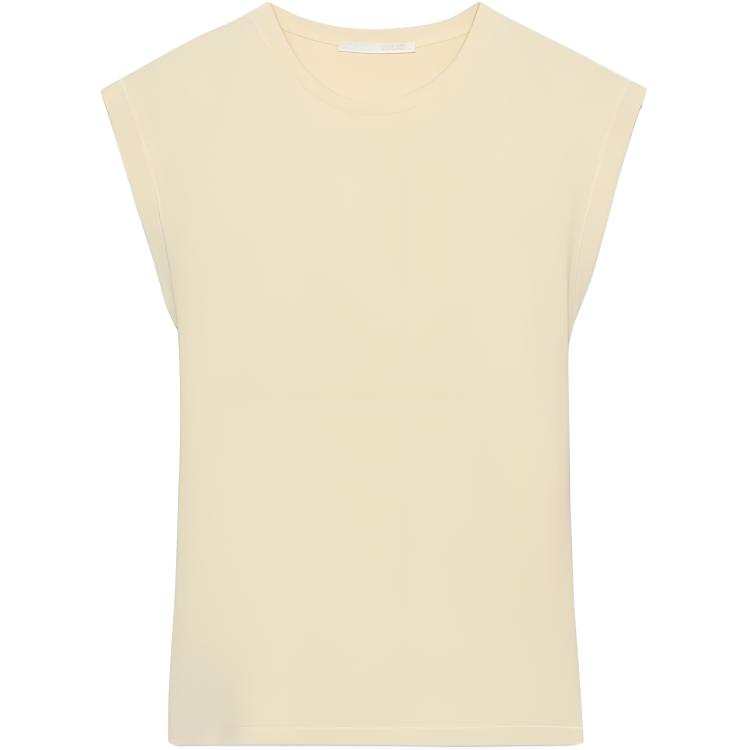 ZARA T Shirts Women's Light Yellow Crew Neck