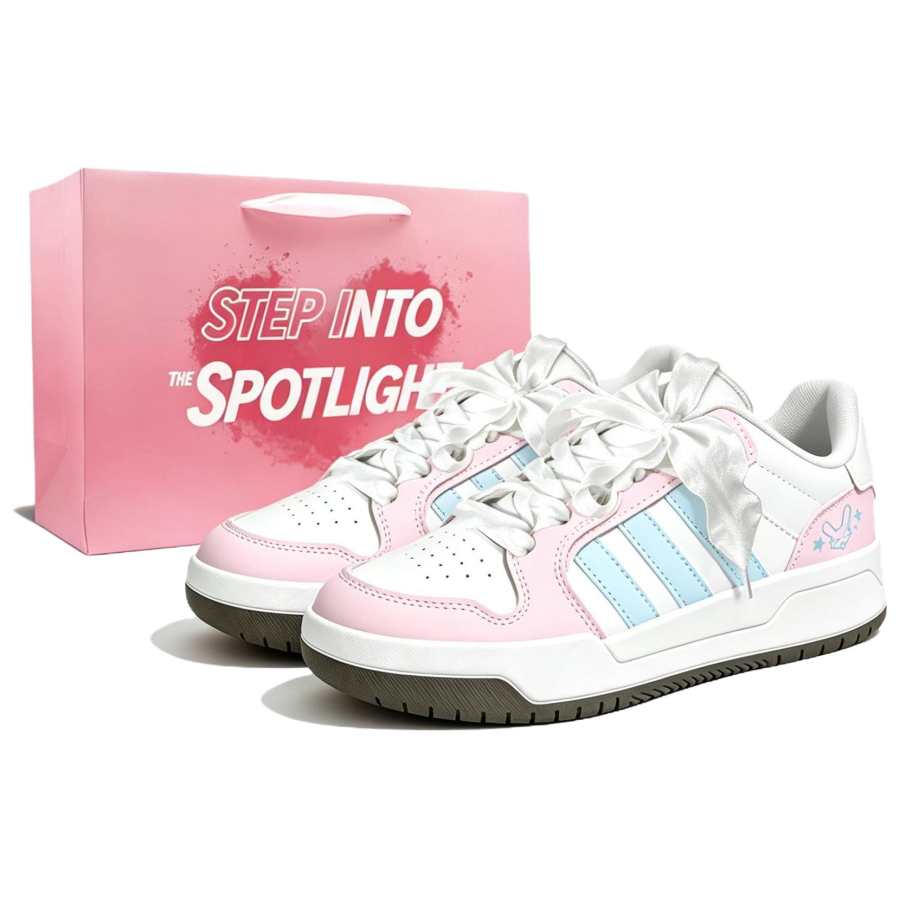 Adidas Adidas ENTRAP Cloud Edge Bunny Couple's Abrasion Resistant Low top Skateboard Shoes Unisex Light Blue Pink Mist