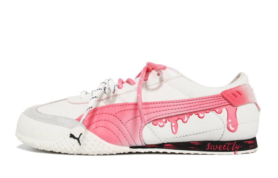 PUMA Bella UT Walking Planet, Sweetened Milk Cap Cow Split Leather Low top Casual Shoes Women's Black White Pink