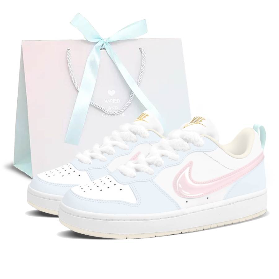 Nike Nike Court Borough Maris Sal Milk Foam Low top Kids' Skateboarding Shoes Light Blue Pink Teenagers