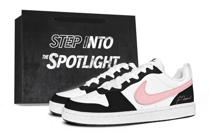 Nike Nike Court Borough Pink Ink Meow Leather Abrasion Resistant Breathable Low top Kids' Skateboarding Shoes Black Pink