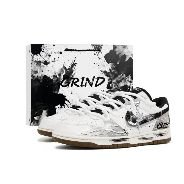 Nike Nike Big Slip Resistant Abrasion Resistant Low top Skateboard Shoes Men's White Gray