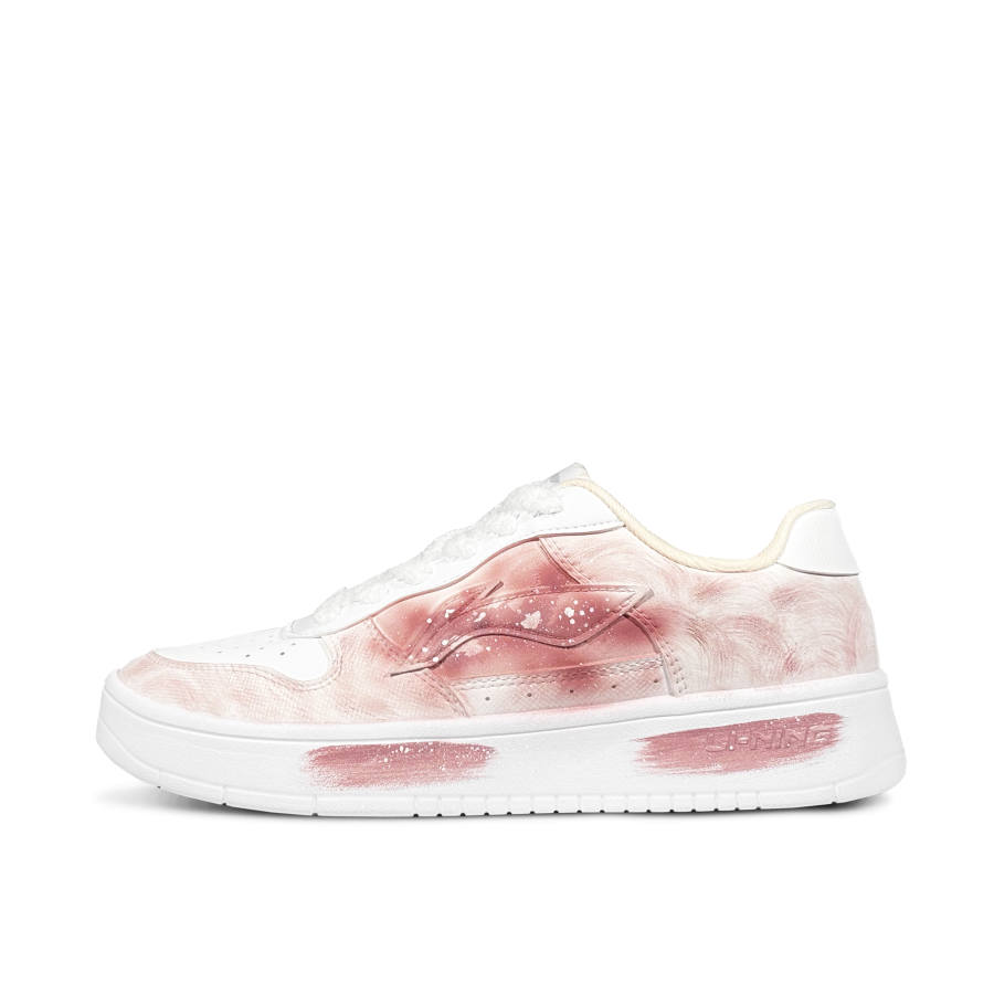 Li-Ning Li Ning Floating Boat Berry Pink Vortex Slip Resistant Abrasion Resistant Low top Skateboard Shoes Women's