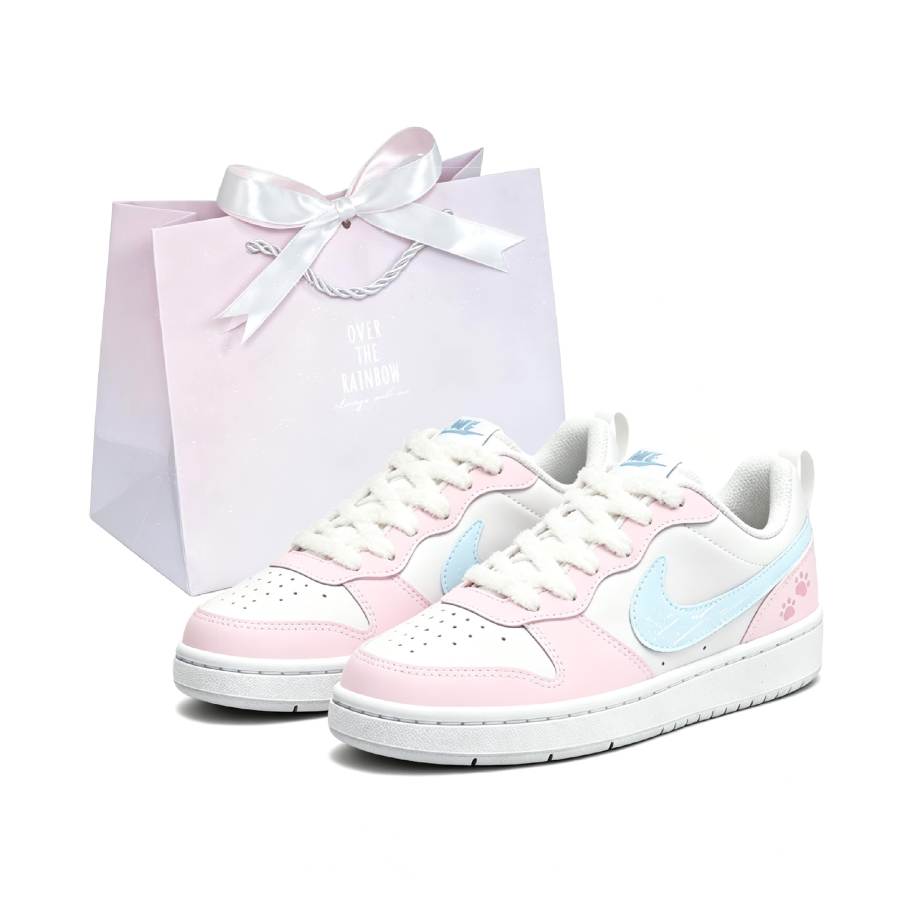Nike Nike Court Borough Slip Resistant Abrasion Resistant Low top Skateboard Shoes Women's Pink Blue