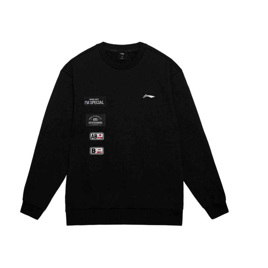 Li-Ning Li Ning Table Tennis Collection Minimalist Style Versatile Brand Logo Casual Fleece Lined Long Sleeved Sweatshirt Men's