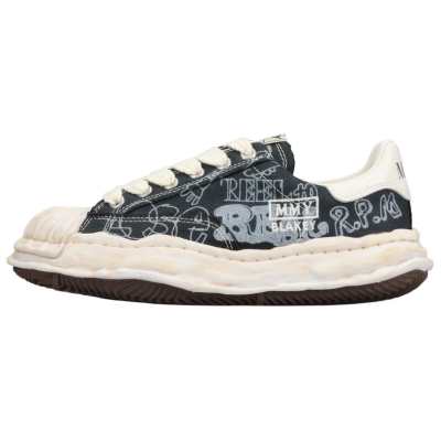 Maison Mihara Yasuhiro Leather, Textile Low top Casual Shoes Unisex Black White