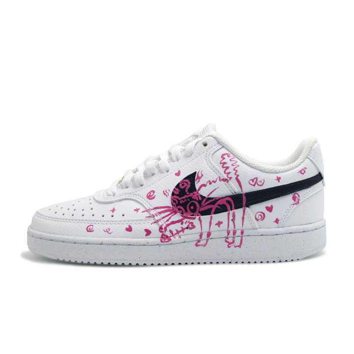 Nike Nike Court Vision 1 Hand Drawn Graffiti Abrasion Resistant Lightweight Breathable Low top Skateboard Shoes Women's