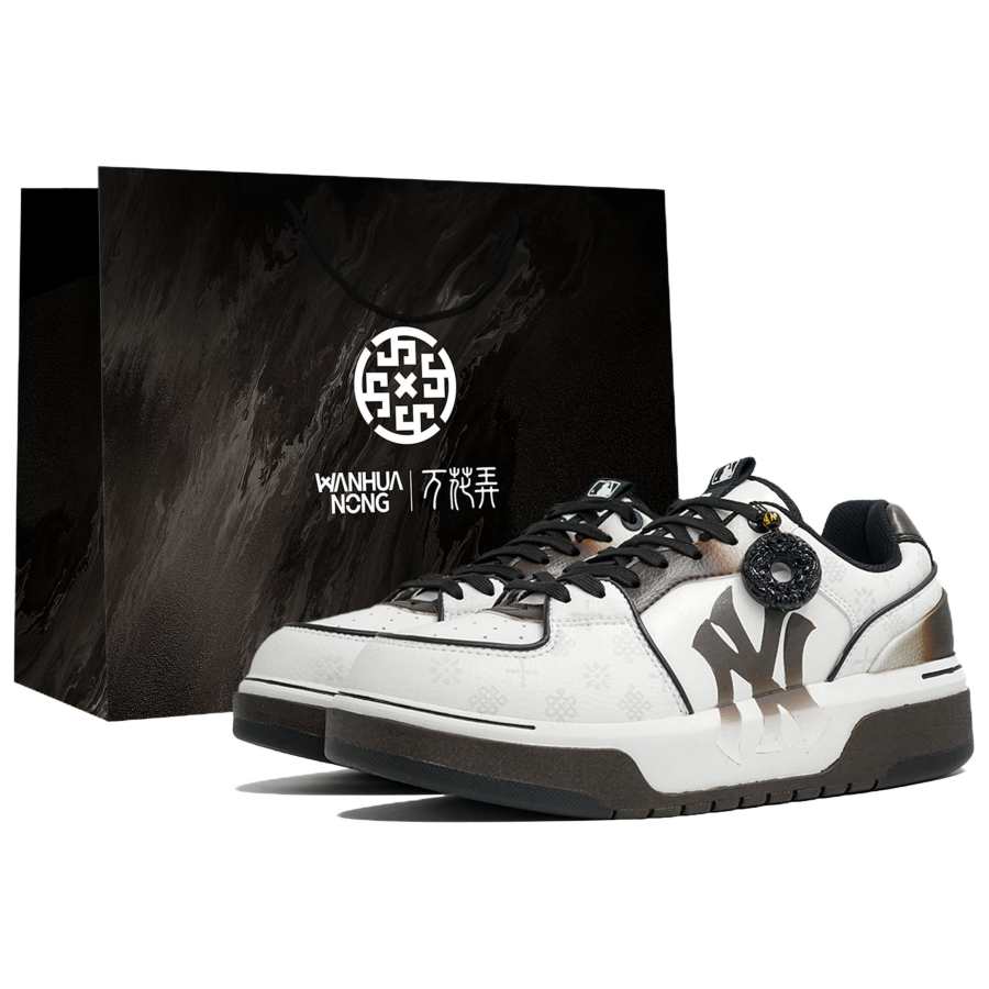 MLB Chunky Liner Slip Resistant Abrasion Resistant Low top Skateboard Shoes Unisex Black White
