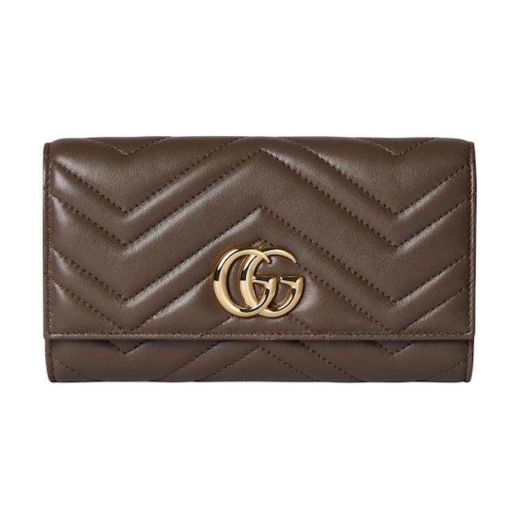 GUCCI GG Marmont Sheepskin Wallet Women's Dark Umber