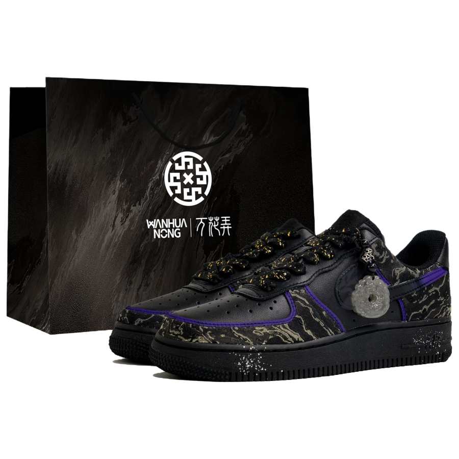 Nike Nike Air Force 1 Air Force 1, Wan Hua Nong, Meng, Shopping Bag Slip Resistant Low top Skateboard Shoes Unisex Black