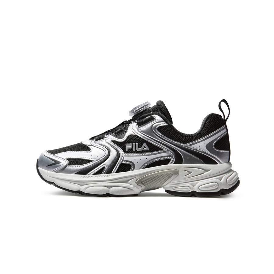 FILA KIDS Heritage FHT Cushioning Abrasion Resistant Breathable Low top Running Shoes Black/Space Silver Kids'