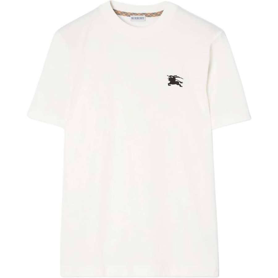 Burberry T Shirts Men's White Crew Neck Moderate Straight Fit