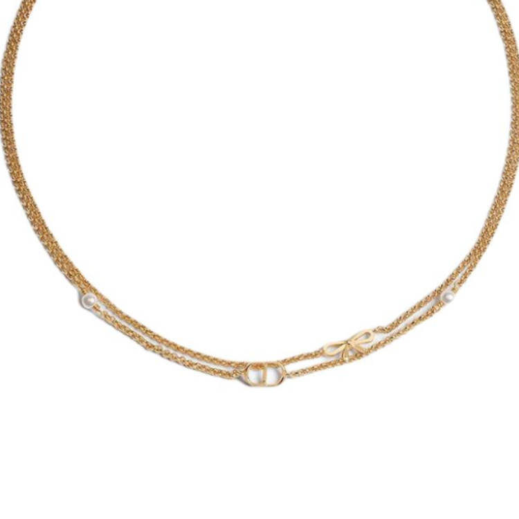 DIOR DIOR Metal Necklaces Unisex Gold/White