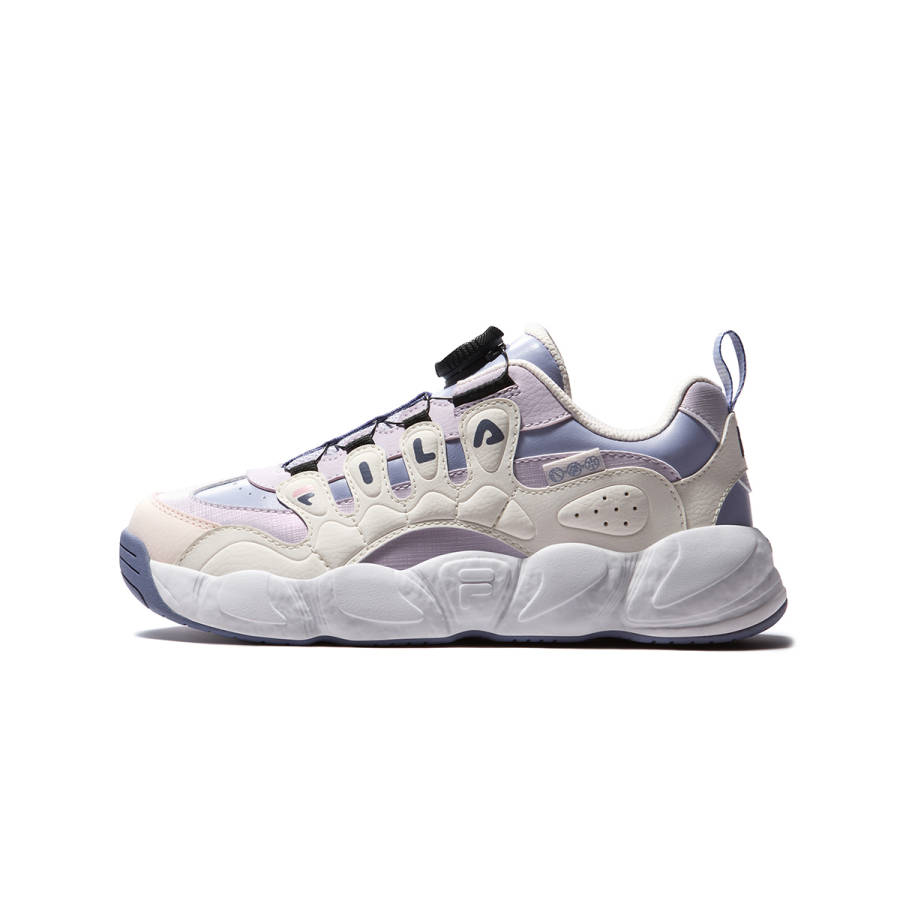 FILA KIDS Heritage FHT Anti Kick Cushioning Abrasion Resistant Low top Basketball Shoes Orchid Purple/Fragrance Snow