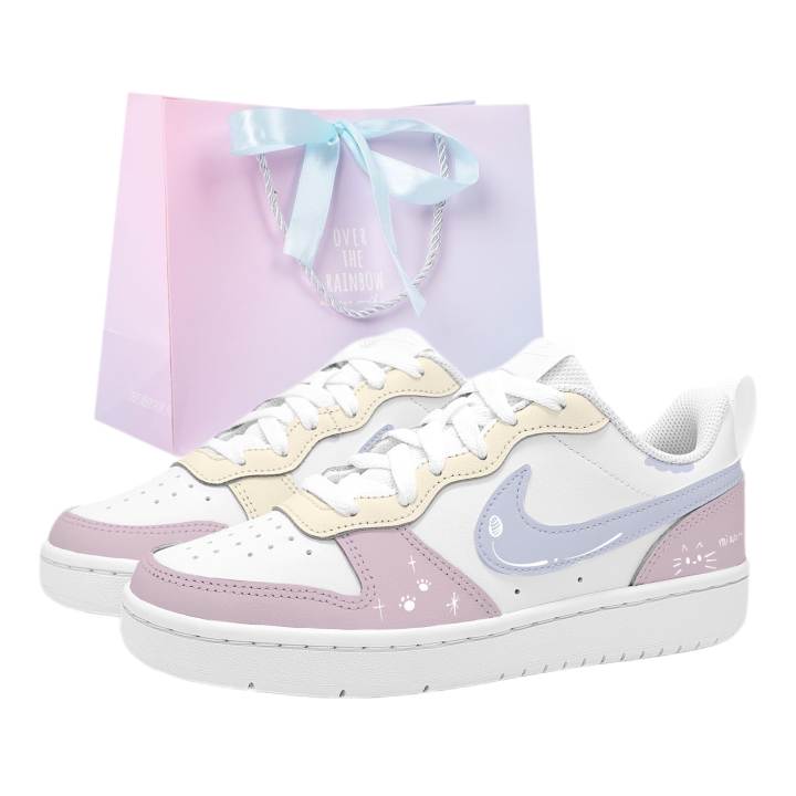 Nike Nike Court Borough Milk Taro Cat Language Slip Resistant Abrasion Resistant Low top Skateboard Shoes Women's