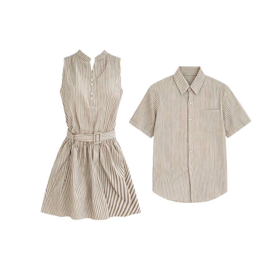 TUSHIFEI Couple Sets Women's Polo Collar Moderate Short Skirt