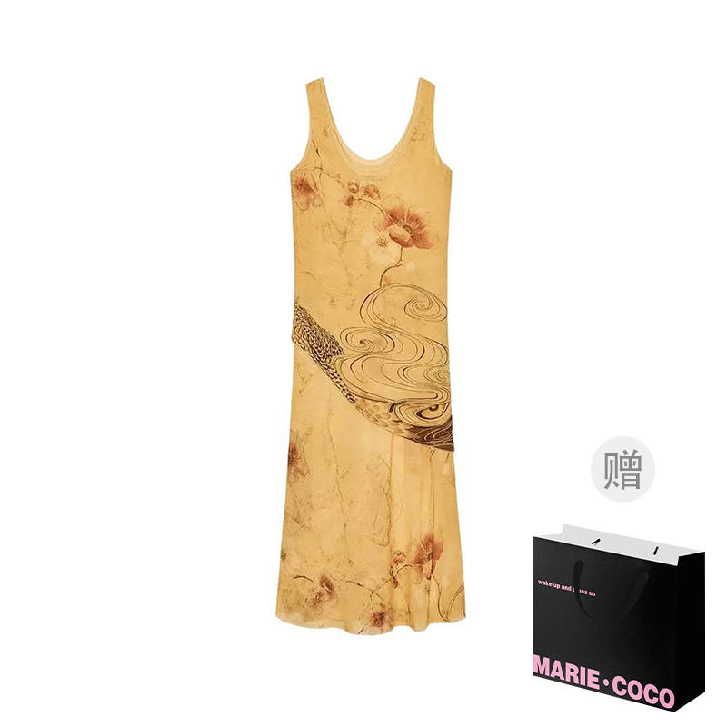 MARIE·COCO Sleeveless Dresses Women's Dress U Neck Moderate Long Skirt