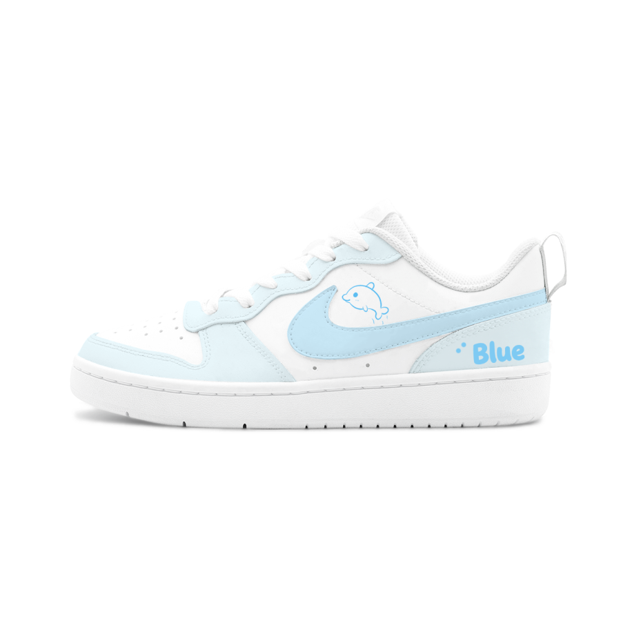 Nike Nike Court Borough Shallow Sea Dolphin Slip Resistant Cushioning Abrasion Resistant Low top Kids' Skateboarding Shoes