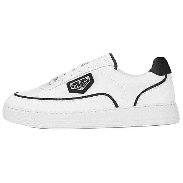 PHILIPP PLEIN Cow Split Leather Low top Skateboard Shoes Men's White