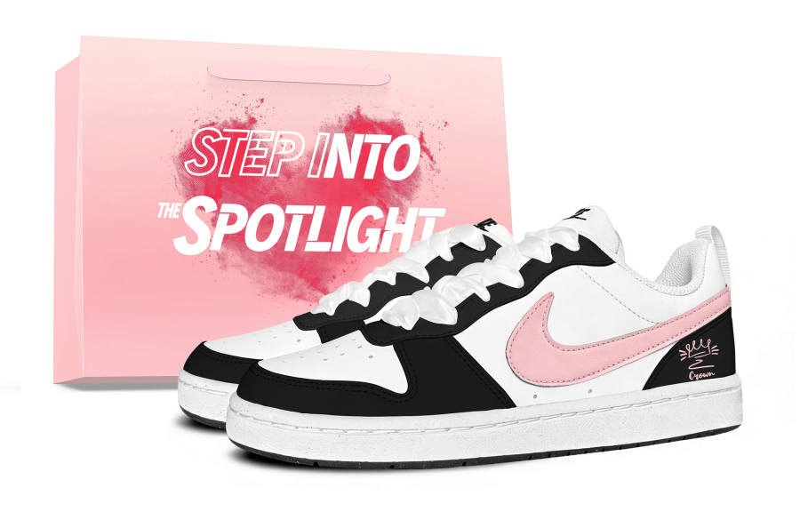 Nike Nike Court Borough Pink Ink Crown Leather Low top Kids' Skateboarding Shoes Black Unisex