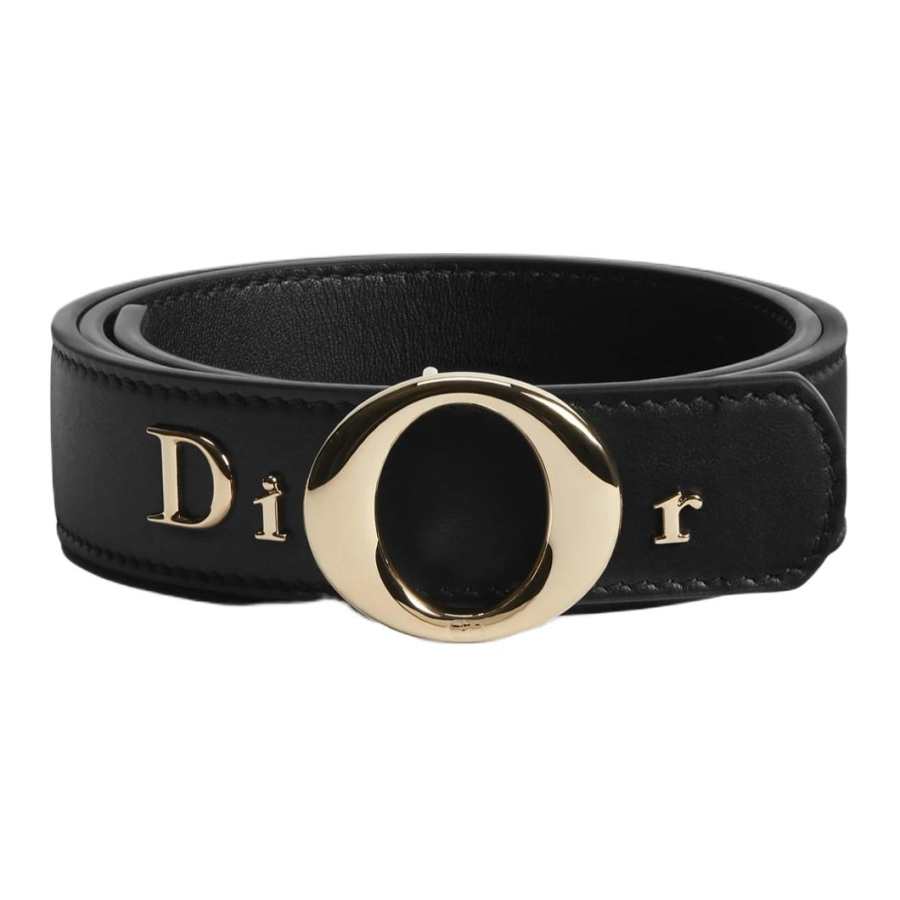 DIOR My Dior Calfskin, Brass Leather Belts Unisex Black Width 3cm