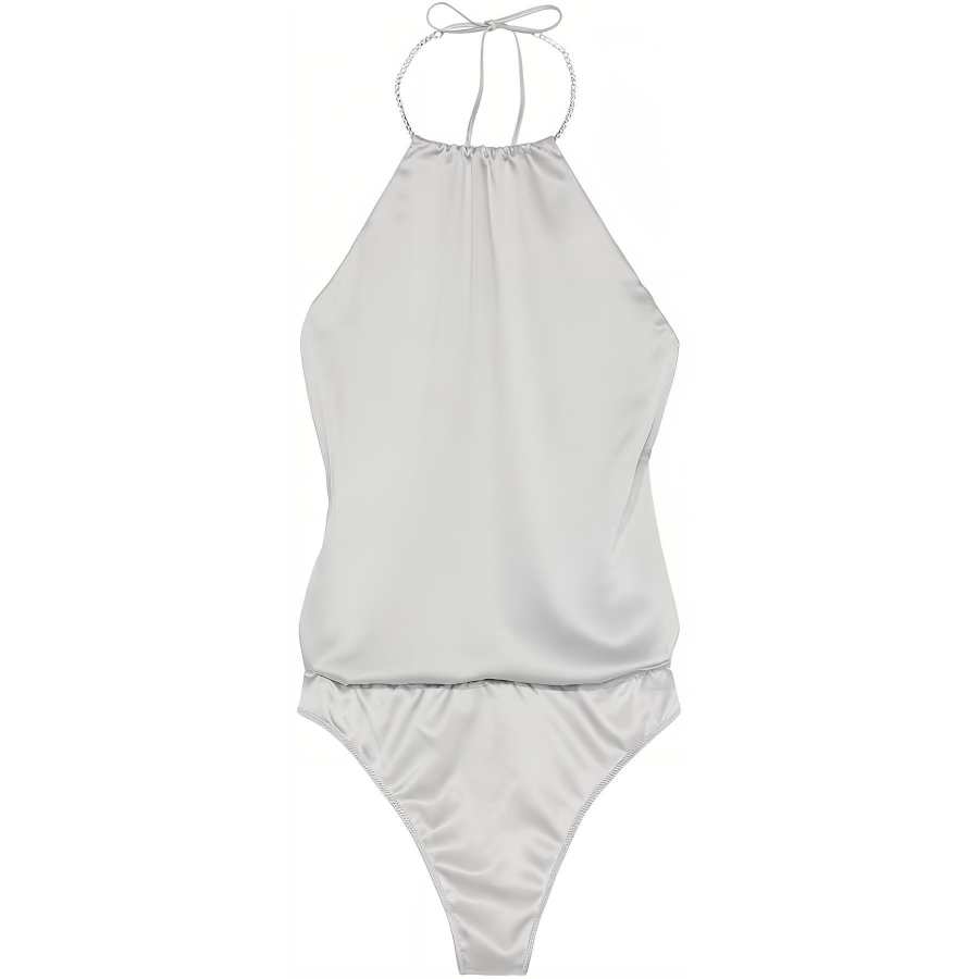 Victoria's Secret Very Sexy Twinkle Strap Satin Teddy/SILVER PEARL Jumpsuit Women's Silver Pearl