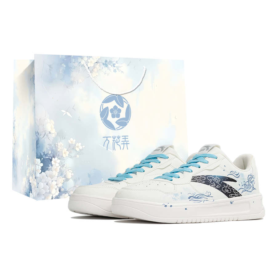 Anta Abrasion Resistant Lightweight Breathable Low top Skateboard Shoes Men's White Blue