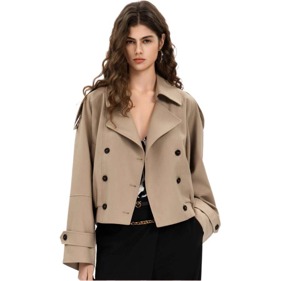 PINKO Trench Coats Women's Khaki Lapel Moderate Other