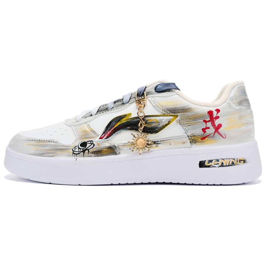 Li-Ning Li Ning Floating Boat Cushioning Abrasion Resistant Low top Skateboard Shoes Men's Gray Black Yellow