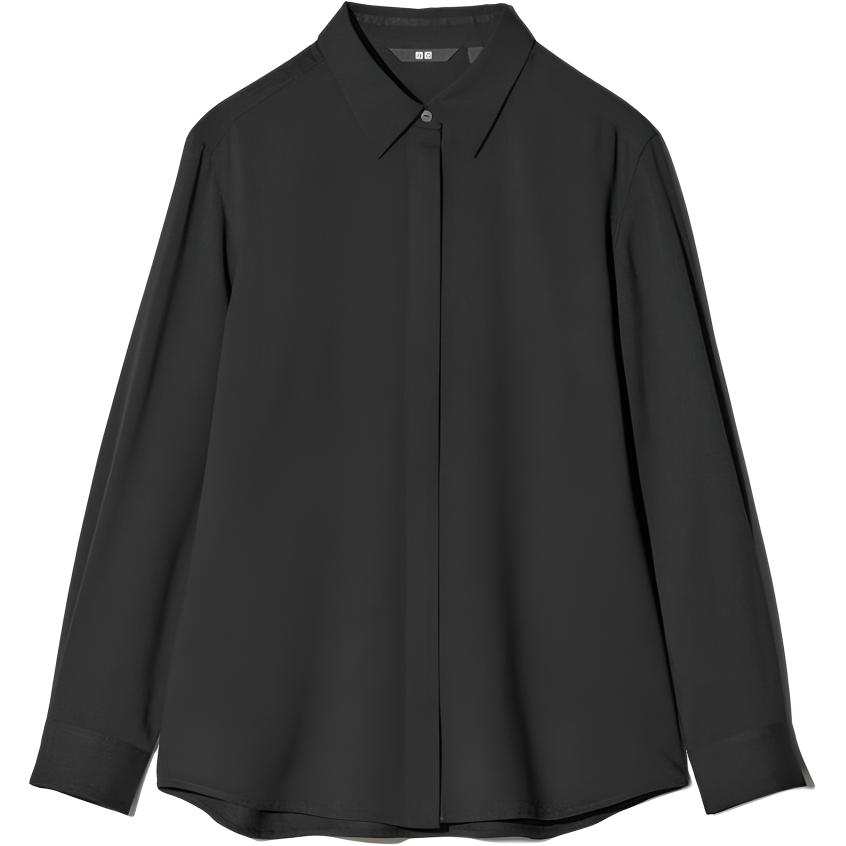 UNIQLO FW26 Shirts Women's Black Turndown Pointed Collar