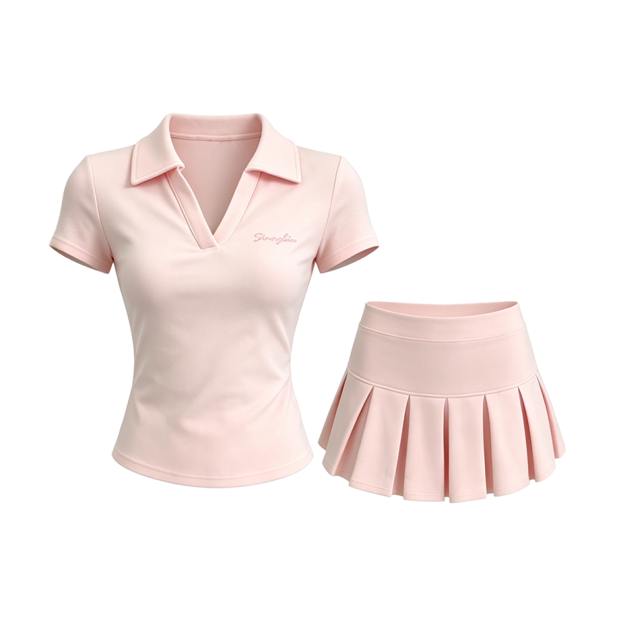 Barbie Tennis Outfits Women's V Neck Moderate Short Skirt