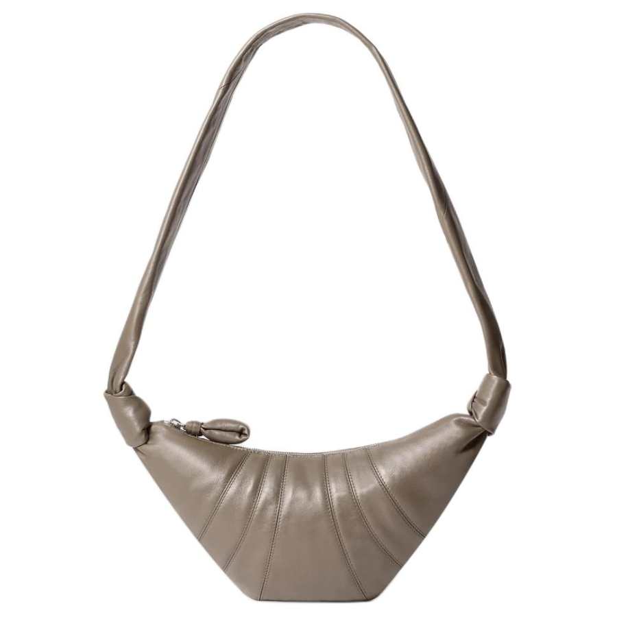 Lemaire Zip Closure Sheepskin Croissant Bag Crossbody Bag Small Unisex Dark Khaki