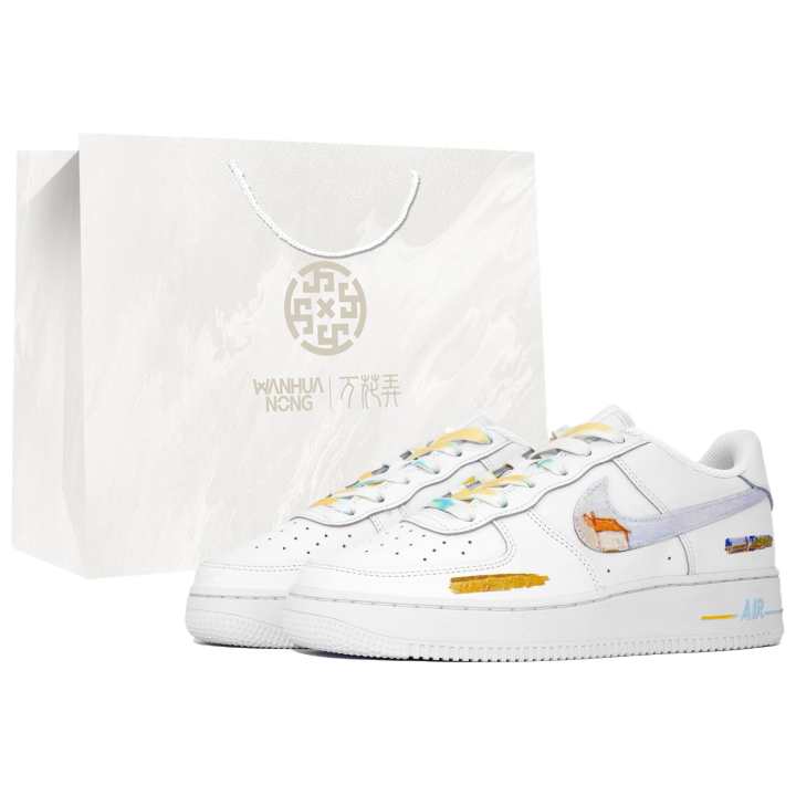 Nike Nike Air Force 1 Kaleidoscope Artistic Moment Van Gogh Wheat Field Box Low-Top Skateboard Shoes Unisex White