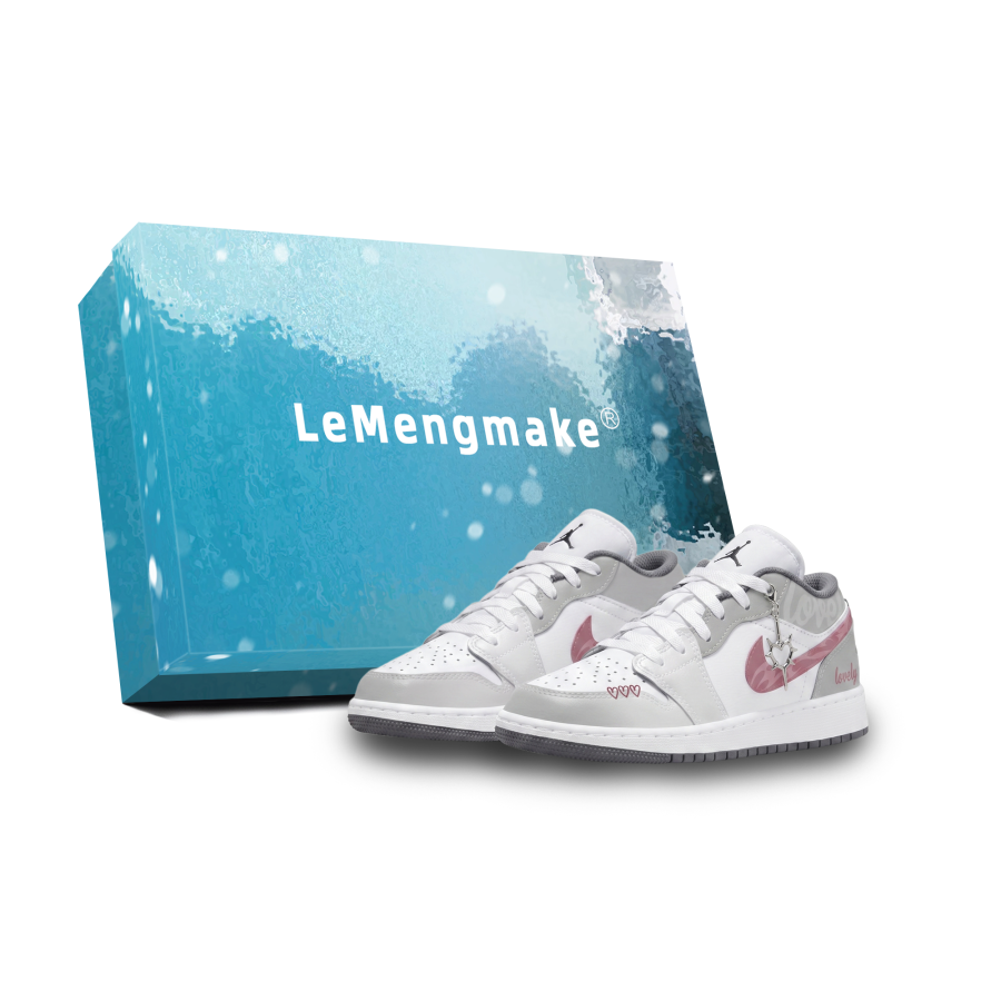Jordan Jordan Air Jordan 1 Mistful Whispers Slip Resistant Abrasion Resistant Low top Children's Basketball Shoes White Gray