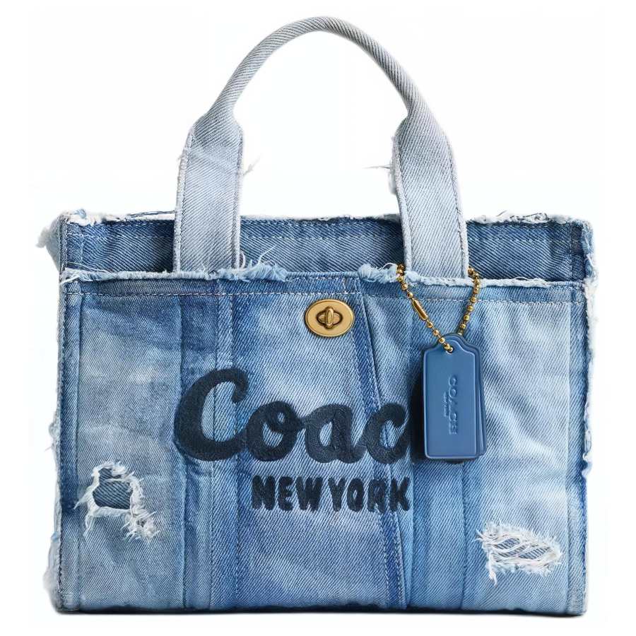 COACH Cargo Denim Tote Bag, Shopping Bag, Handbag Medium Women's Denim Blue