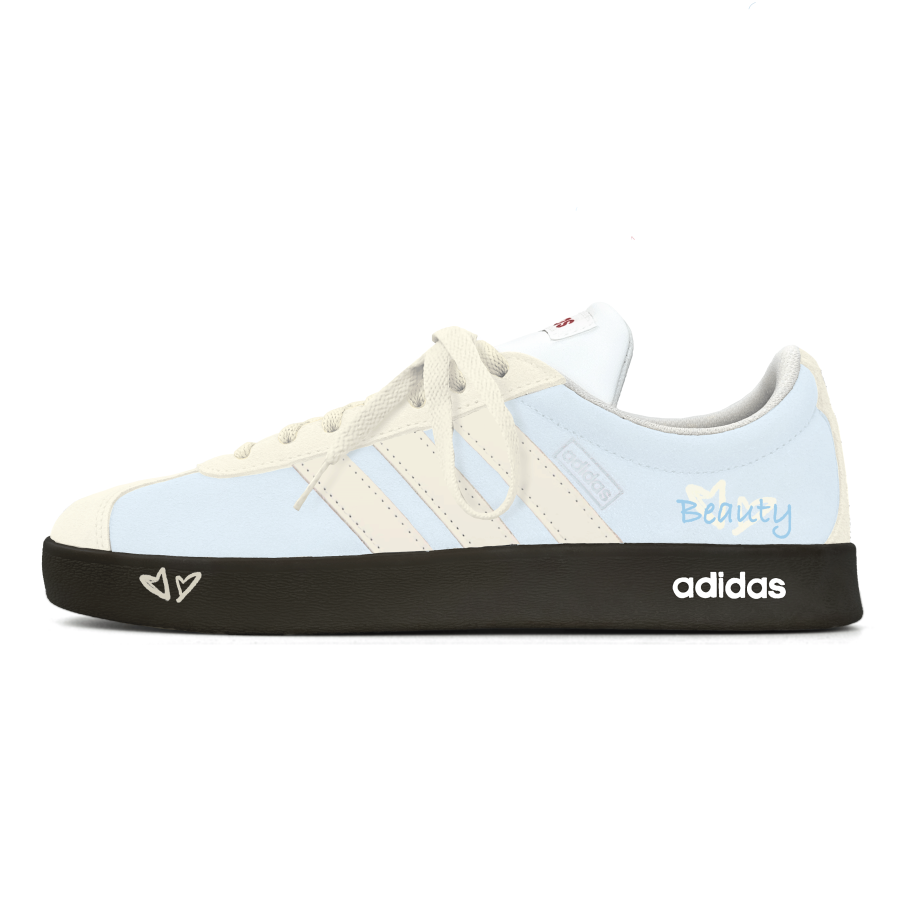 Adidas Adidas Vl Court Classic Slip Resistant Abrasion Resistant Low top German Army Trainers Unisex Blue White