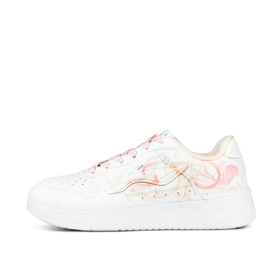 Li-Ning Li Ning Floating Boat Lightweight Abrasion Resistant Low top Skateboard Shoes Women's Pink White