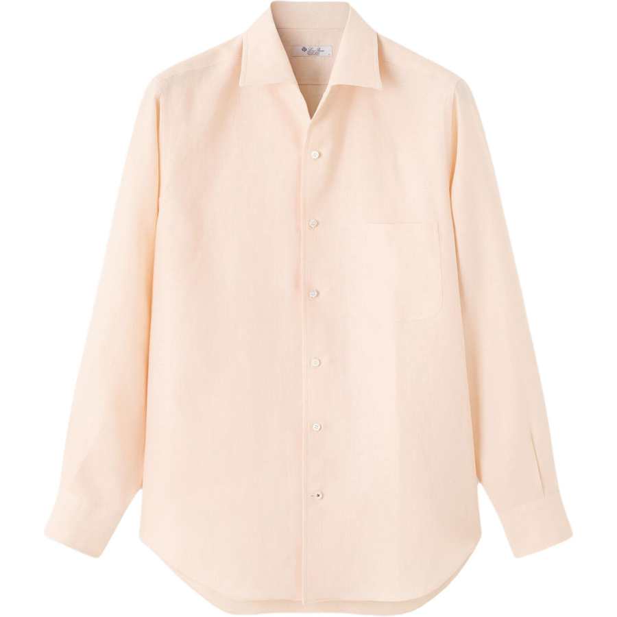 Loro Piana Shirts Men's Light Gardenia Multicolor Turndown Pointed Collar Moderate