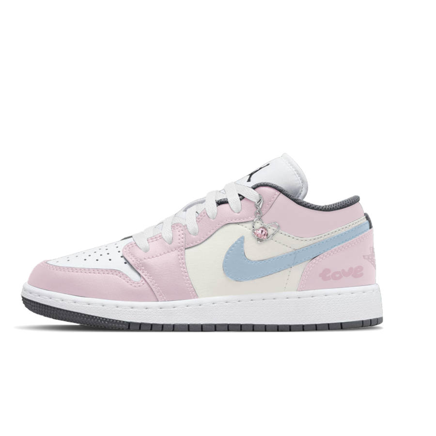 Jordan Jordan Air Jordan 1 Lemon Joy Abrasion Resistant Low top Children's Basketball Shoes Pink Unisex