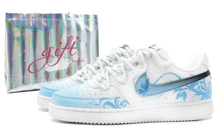 Nike Nike Court Vision 1 Slip Resistant Abrasion Resistant Low top Skateboard Shoes Unisex White Blue