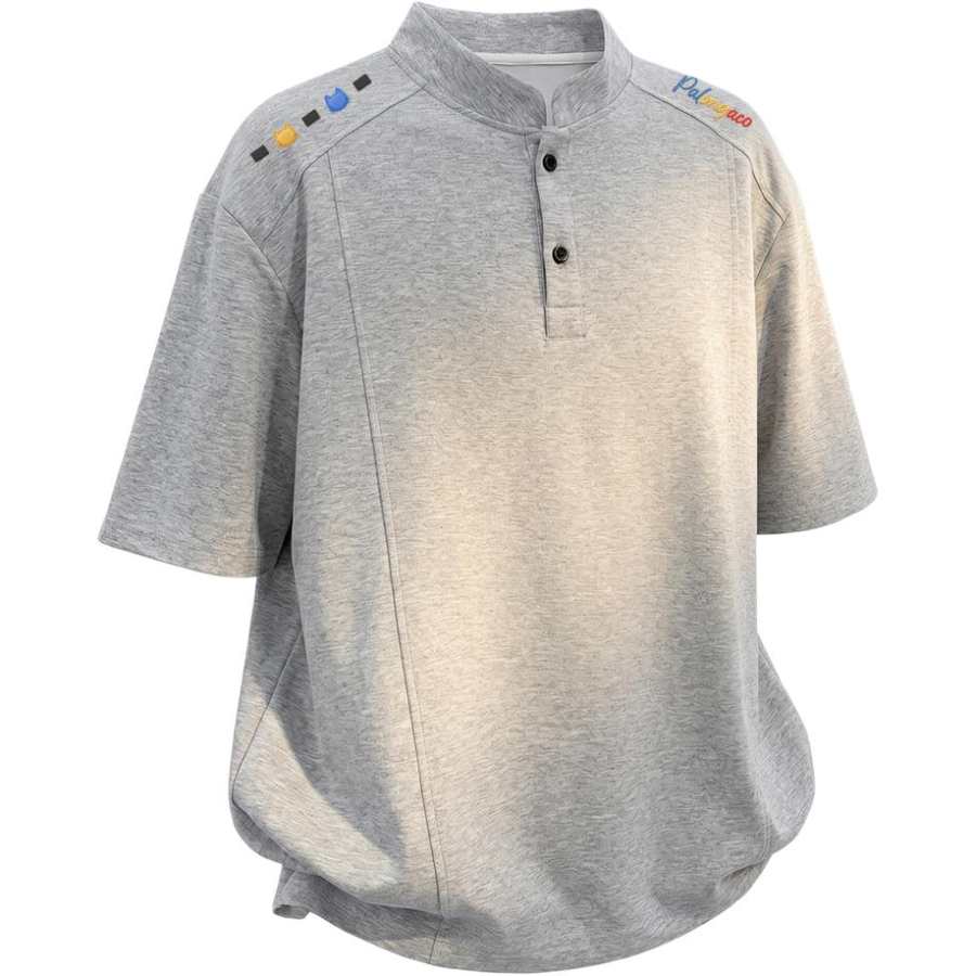 PAL ONGACO T Shirts Unisex Henry Collar Moderate Heavyweight