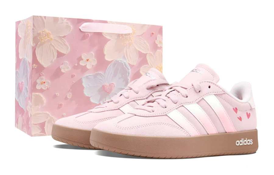 Adidas Adidas BARREDA Sweet Love Pink Shopping Bag Abrasion Resistant Height Increasing Low top German Army Trainers Women's