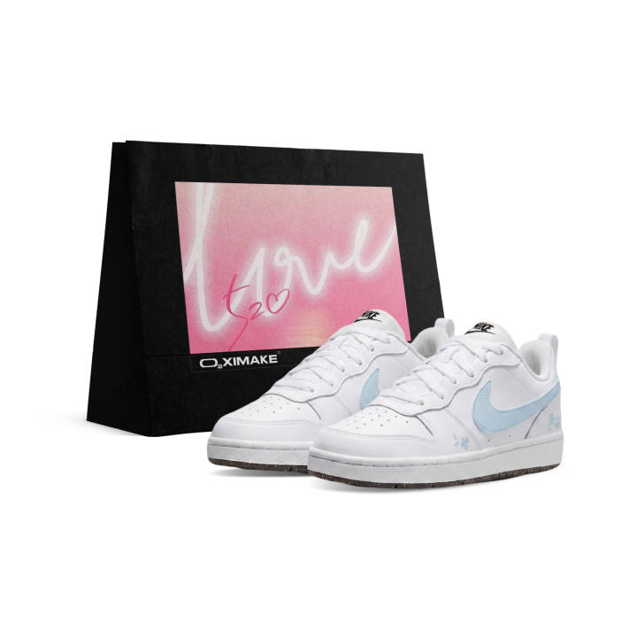 Nike Nike Court Borough Abrasion Resistant Low top Skateboard Shoes Unisex White Blue