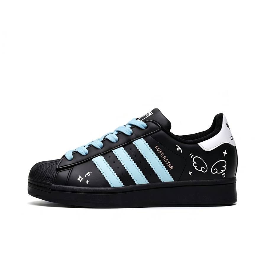 Adidas Originals Superstar 2 Blue Elf Abrasion Resistant Low top Kids' Skateboarding Shoes Light Blue Unisex