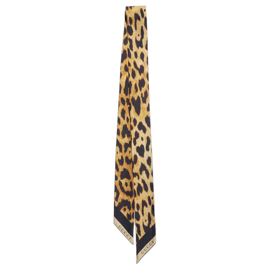 GUCCI Silk Scarves Women's Brown/Black